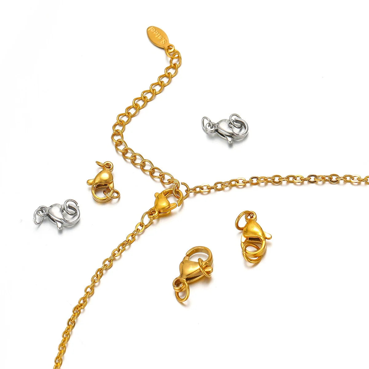 Stainless Steel Lobster Clasps with Jump Rings