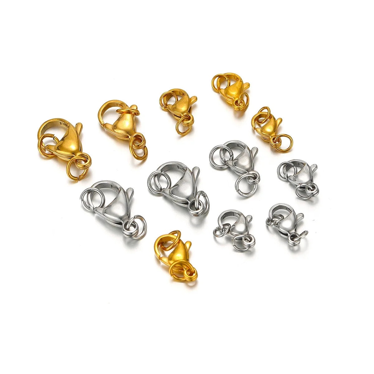 Stainless Steel Lobster Clasps with Jump Rings