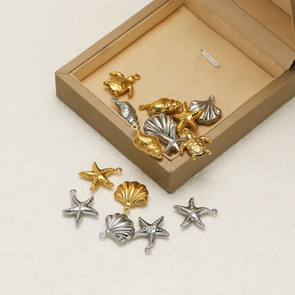 Stainless Steel Ocean Charms – Starfish, Sea Turtle & Shell