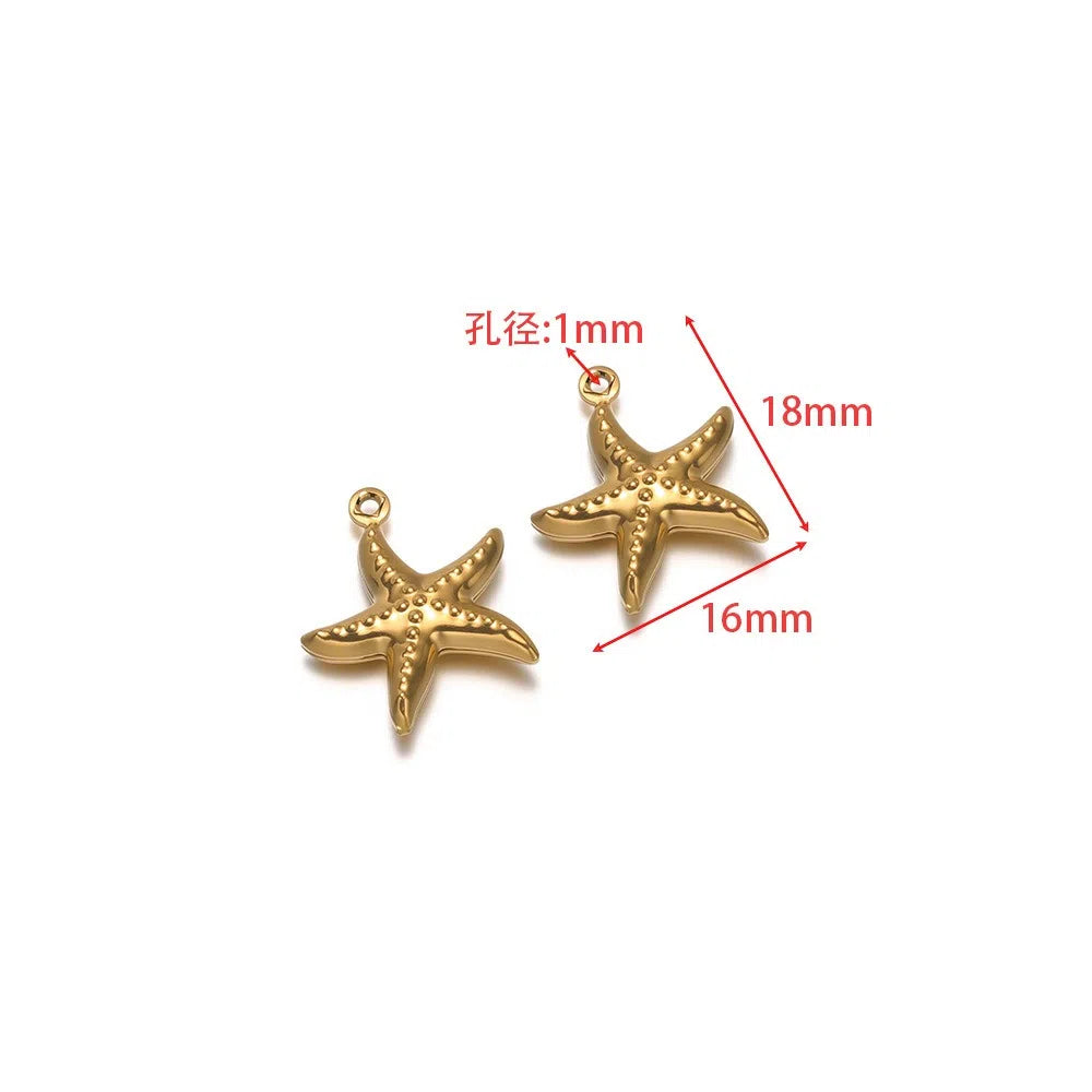 Stainless Steel Ocean Charms – Starfish, Sea Turtle & Shell