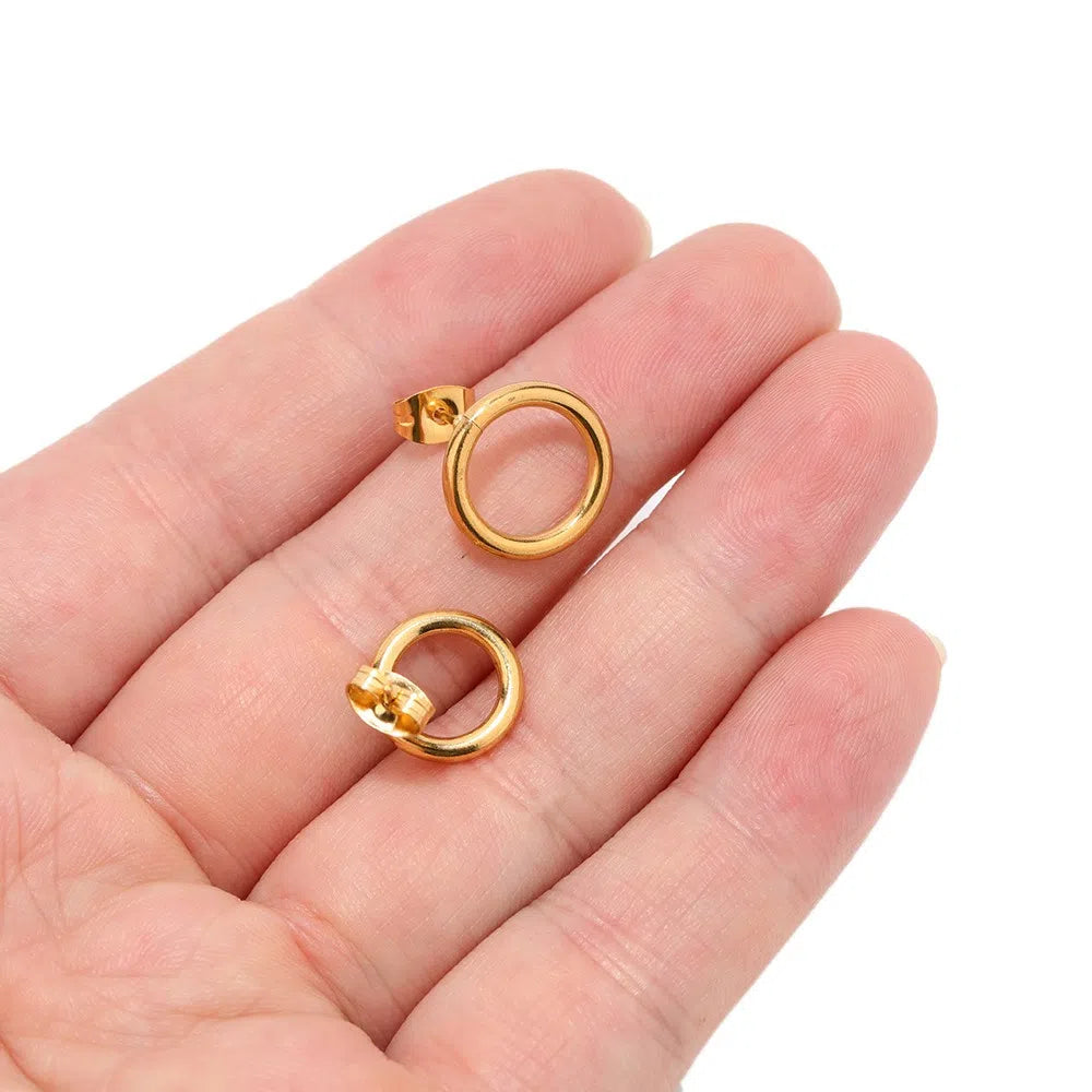 Stainless Steel Open Circle Stud Earrings