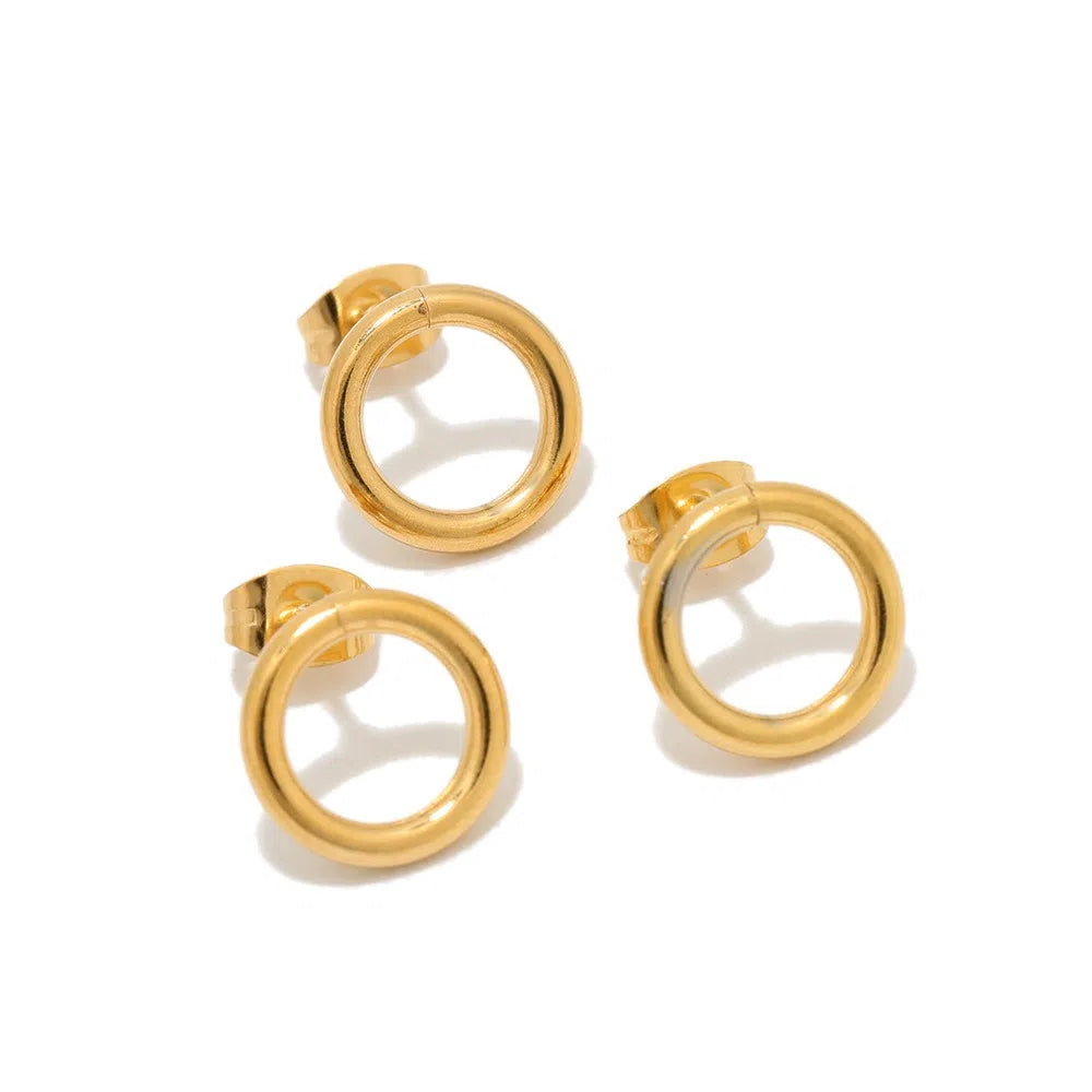Stainless Steel Open Circle Stud Earrings