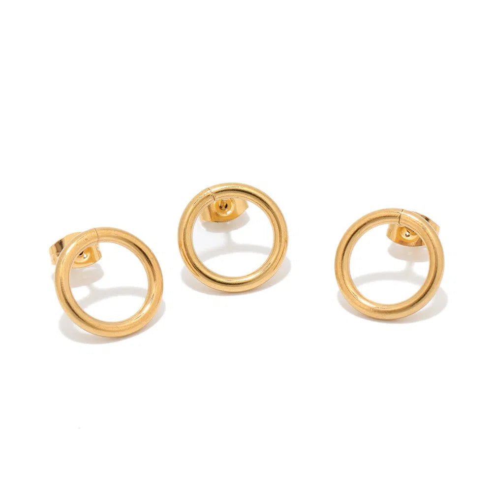 Stainless Steel Open Circle Stud Earrings
