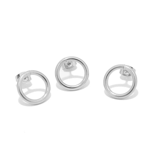 Stainless Steel Open Circle Stud Earrings