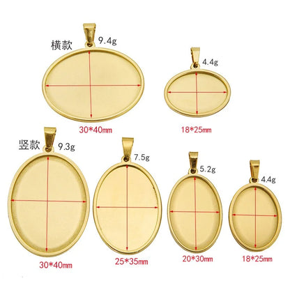 Stainless Steel Oval Pendant Bezel Trays