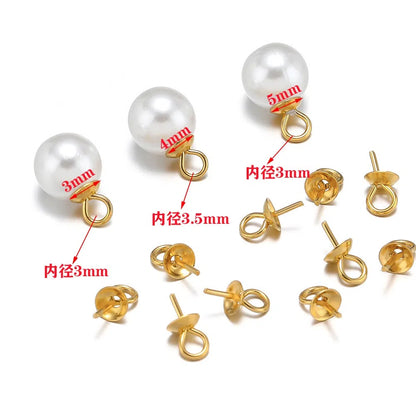 Stainless Steel Pearl Cup & Peg Bails with Loop