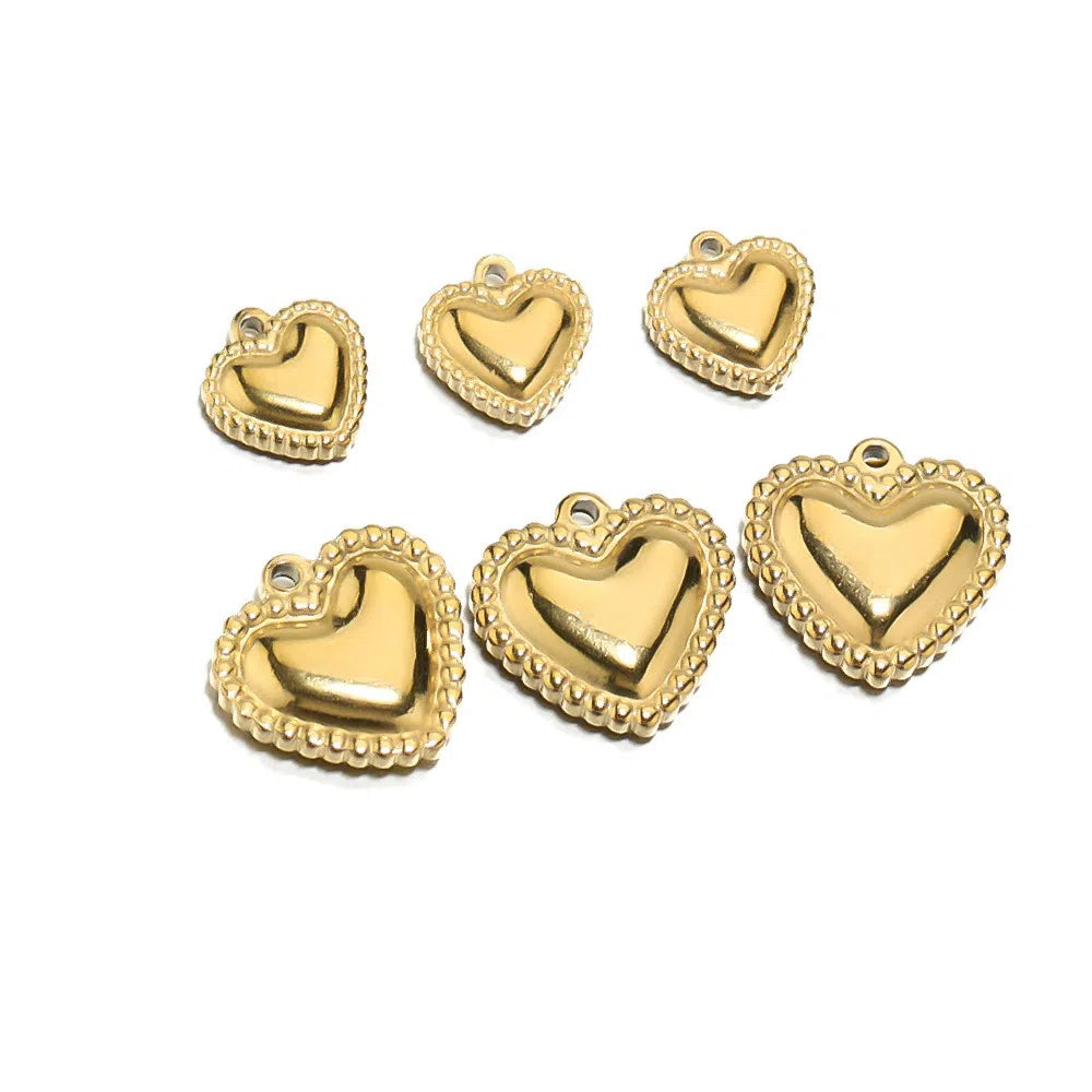 Stainless Steel Puffy Heart Charms