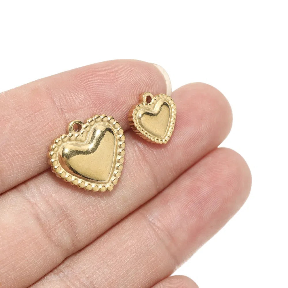 Stainless Steel Puffy Heart Charms