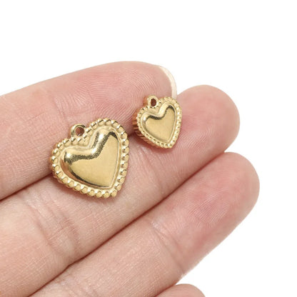 Stainless Steel Puffy Heart Charms