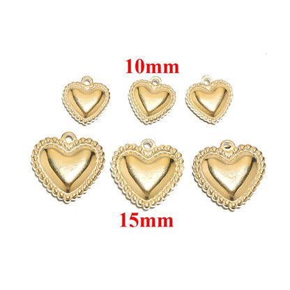 Stainless Steel Puffy Heart Charms