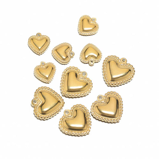 Stainless Steel Puffy Heart Charms