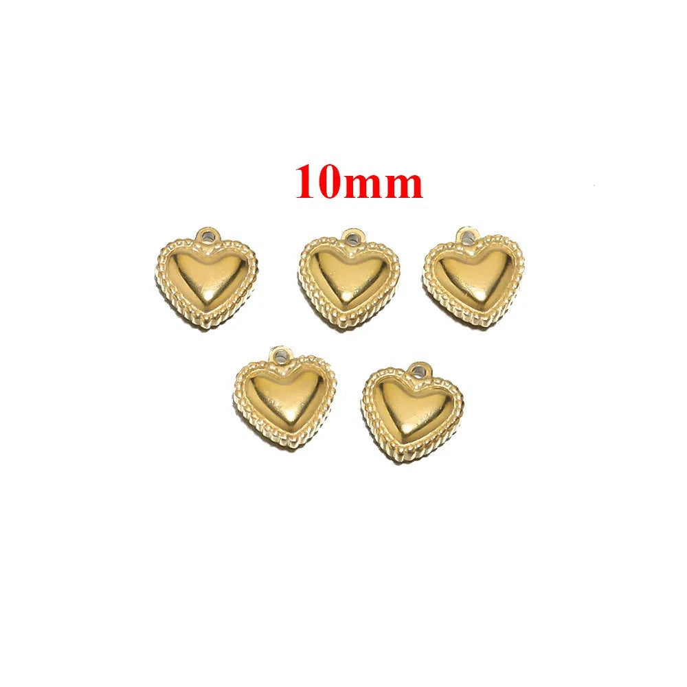 Stainless Steel Puffy Heart Charms