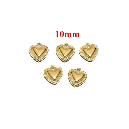 Stainless Steel Puffy Heart Charms