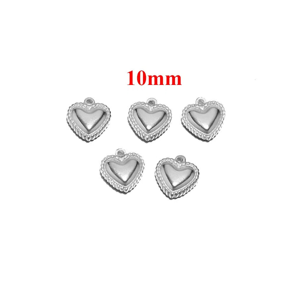 Stainless Steel Puffy Heart Charms