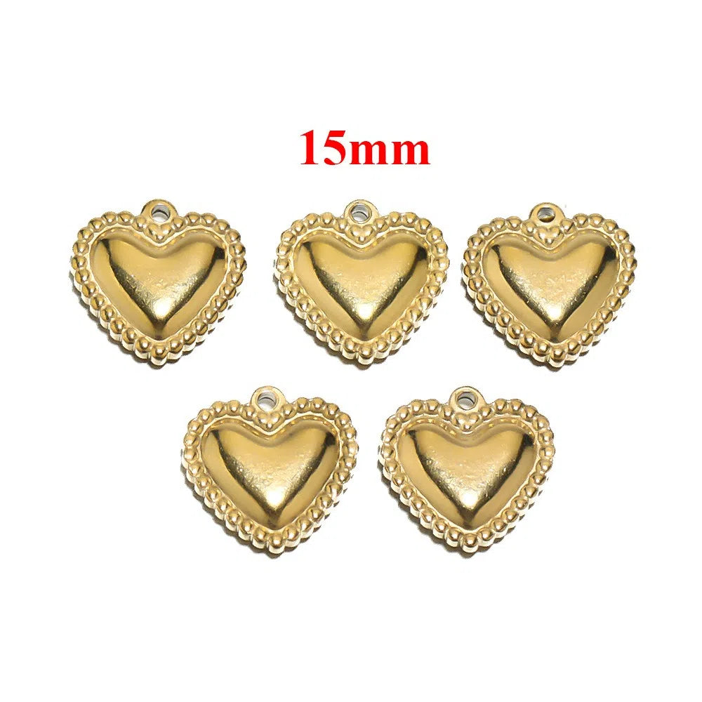 Stainless Steel Puffy Heart Charms