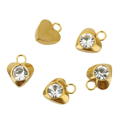 Stainless Steel Rhinestone Heart & Star Charms
