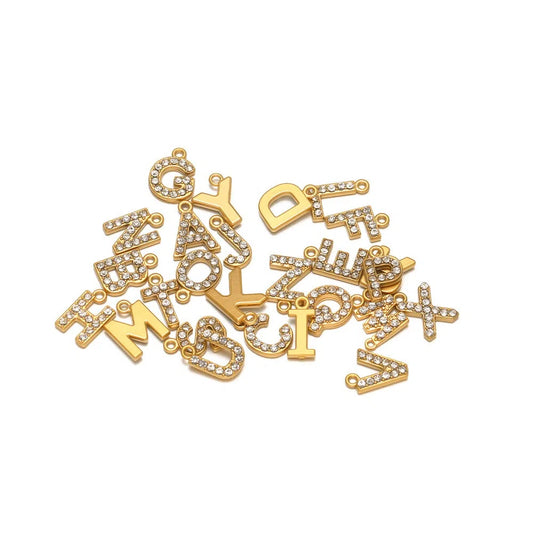 Stainless Steel Rhinestone Initial Charms – A-Z