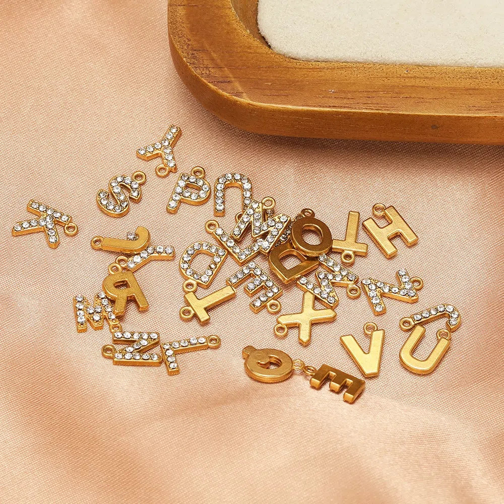 Stainless Steel Rhinestone Initial Charms – A-Z