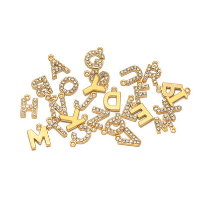 Stainless Steel Rhinestone Initial Charms – A-Z