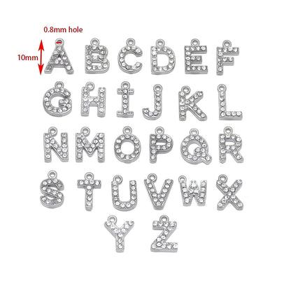 Stainless Steel Rhinestone Initial Charms – A-Z