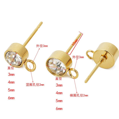 Stainless Steel Rhinestone Stud Earring Posts with Loop