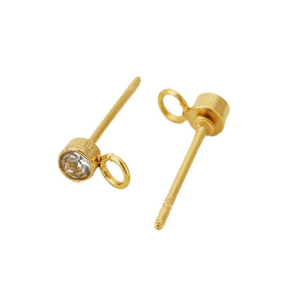 Stainless Steel Rhinestone Stud Earring Posts with Loop