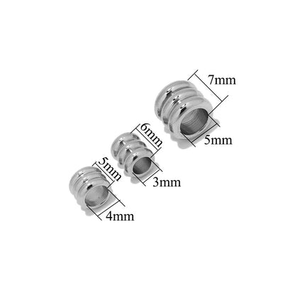 Stainless Steel Ribbed Cylinder Spacer Beads