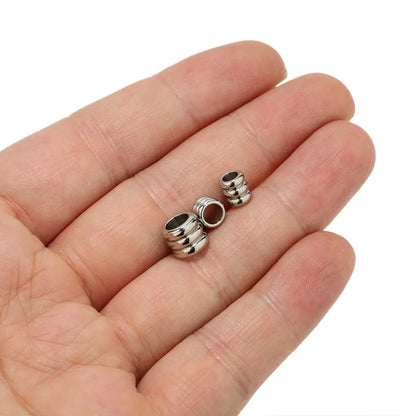 Stainless Steel Ribbed Cylinder Spacer Beads