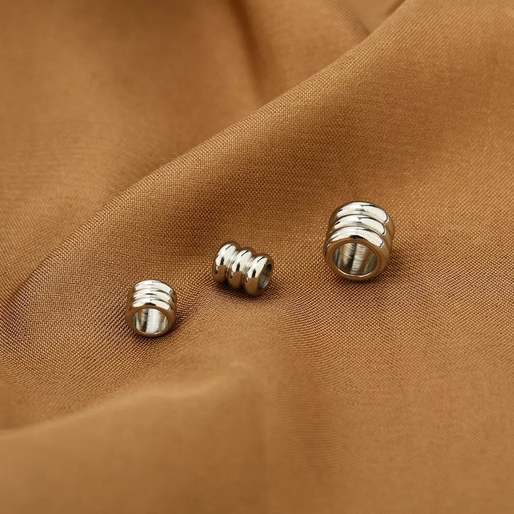 Stainless Steel Ribbed Cylinder Spacer Beads