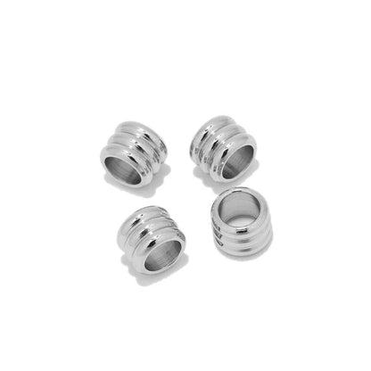 Stainless Steel Ribbed Cylinder Spacer Beads