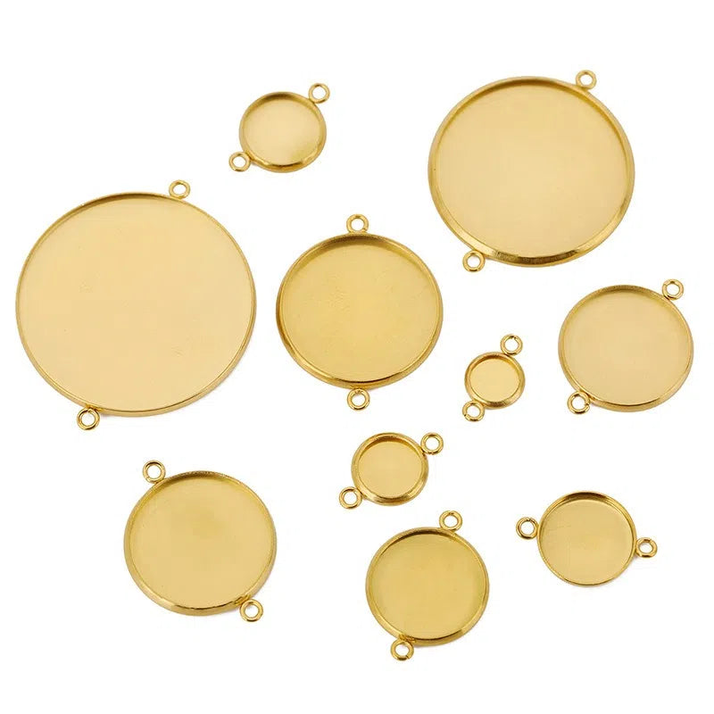 Stainless Steel Round Cabochon Connector Settings – 6–30mm