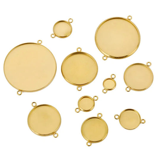 Stainless Steel Round Cabochon Connector Settings – 6–30mm