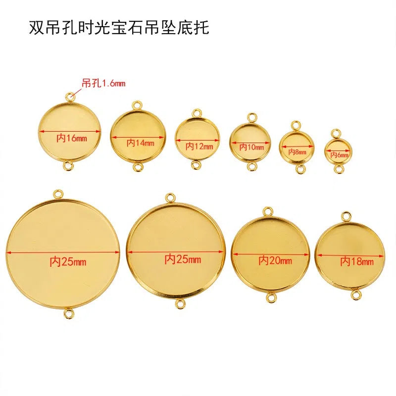 Stainless Steel Round Cabochon Connector Settings – 6–30mm