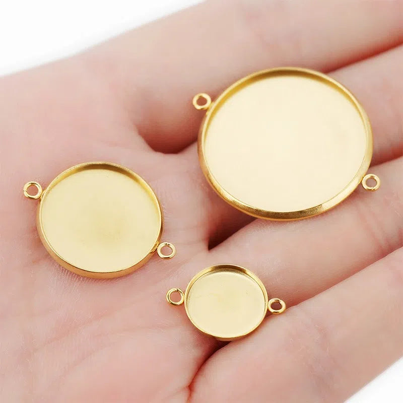 Stainless Steel Round Cabochon Connector Settings – 6–30mm