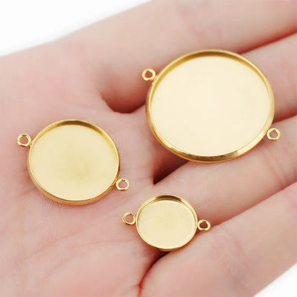 Stainless Steel Round Cabochon Connector Settings – 6–30mm