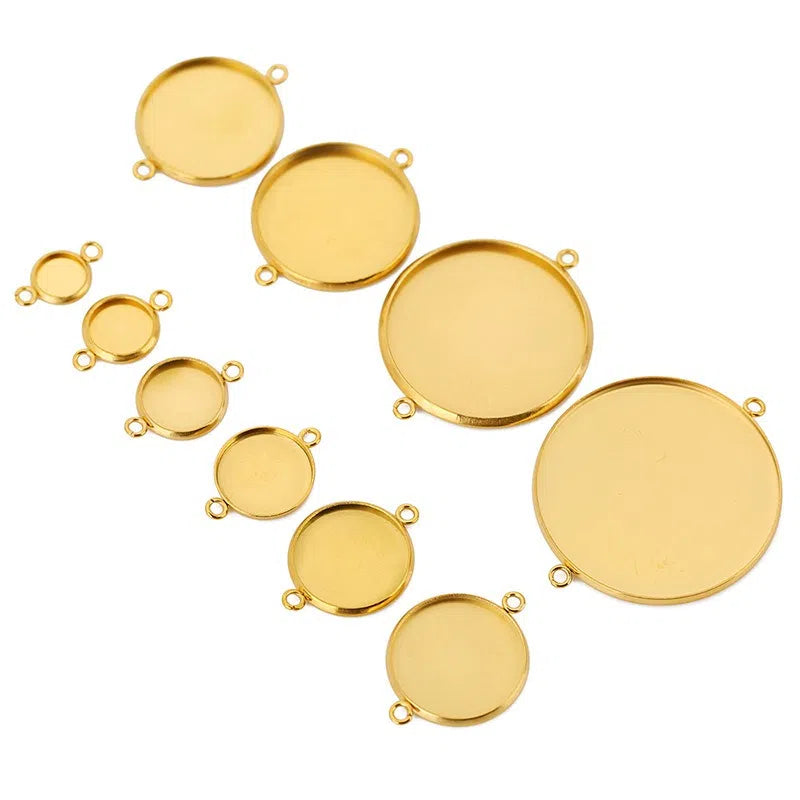 Stainless Steel Round Cabochon Connector Settings – 6–30mm