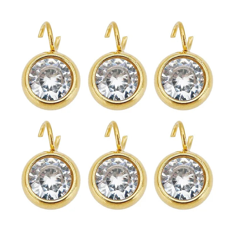 Stainless Steel Round Crystal Charms