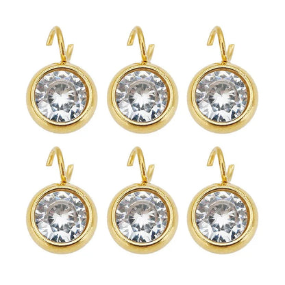 Stainless Steel Round Crystal Charms