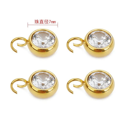 Stainless Steel Round Crystal Charms