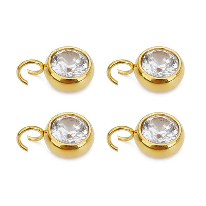 Stainless Steel Round Crystal Charms