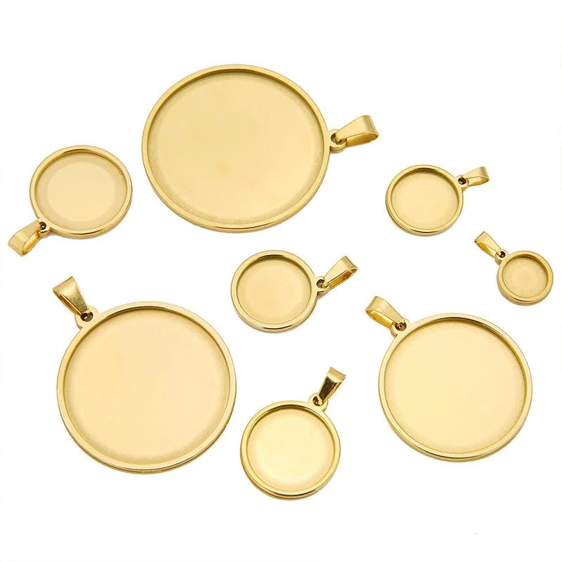 Stainless Steel Round Pendant Bezel Trays