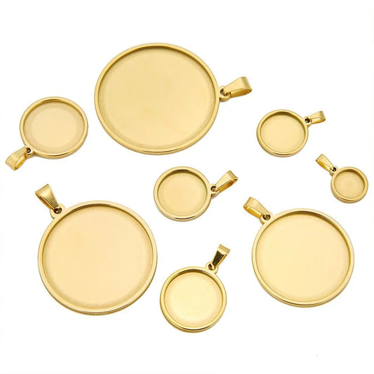 Stainless Steel Round Pendant Bezel Trays