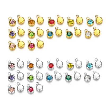 Stainless Steel Round Rhinestone Charms