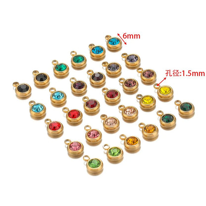 Stainless Steel Round Rhinestone Charms