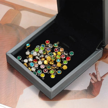 Stainless Steel Round Rhinestone Charms
