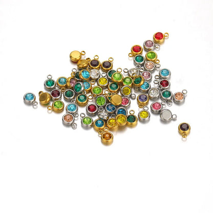 Stainless Steel Round Rhinestone Charms