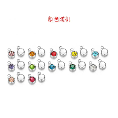 Stainless Steel Round Rhinestone Charms