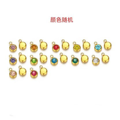 Stainless Steel Round Rhinestone Charms