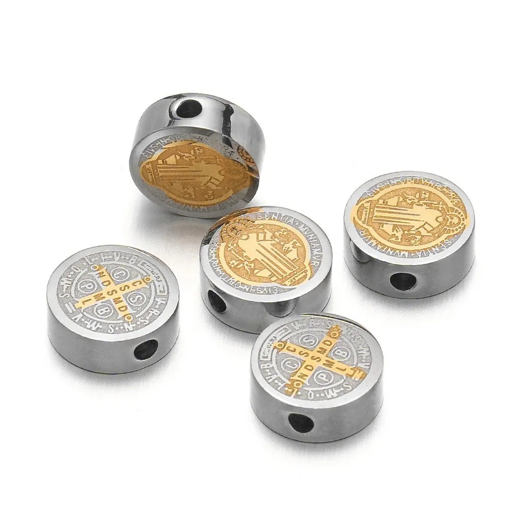 Stainless Steel Saint Benedict Medal Beads