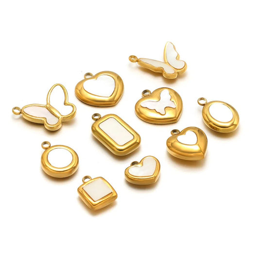 Stainless Steel Shell Inlay Charms